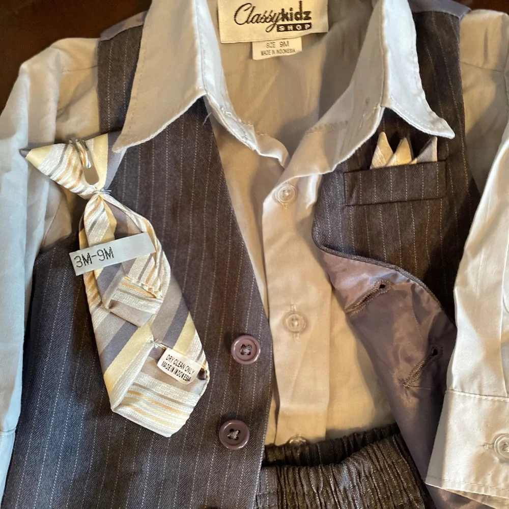 Gray Pinstripe Suit Size 9 months